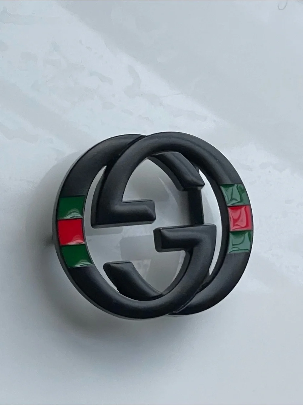 Black Double G Buckle with Red and Green Enamel Accents